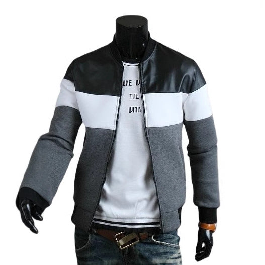 Cross-Border Exclusive Casual Color Matching Patchwork Leather Clothing Design Jacket New Spring And Autumn Men's Clothing Quality Trend