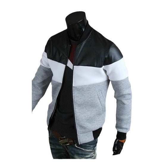 Cross-Border Exclusive Casual Color Matching Patchwork Leather Clothing Design Jacket New Spring And Autumn Men's Clothing Quality Trend