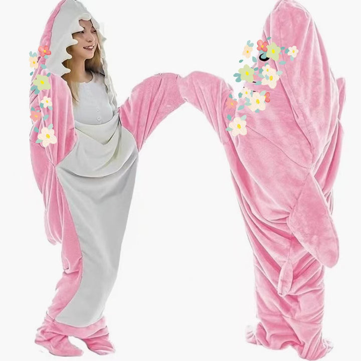 New Shark Sleeping Bag Super Soft Flannel Shark Hoodie Killer Whale Loose One-piece Adult Camping Sleeping Bag